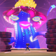 Raz standing in front of a giant neon octopus.